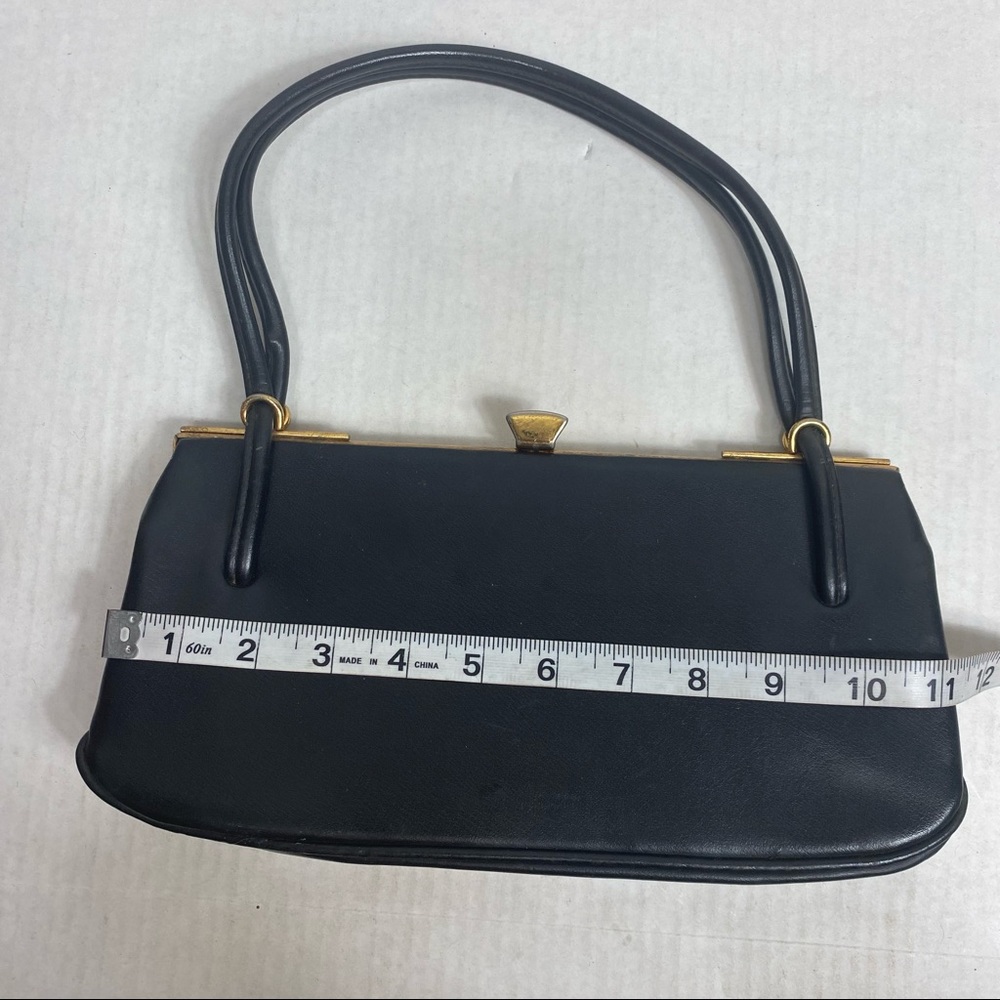 Vintage‎ Essell England 50s Black Gold Hand Bag - Picture 14 of 14